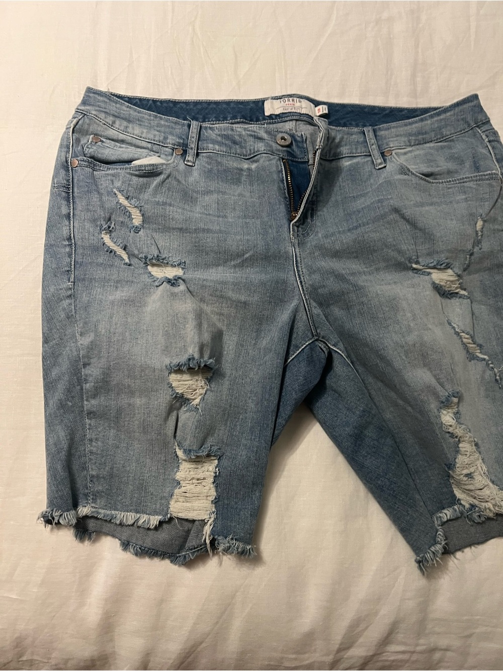 torrid Light Blue Washed Denim Shorts